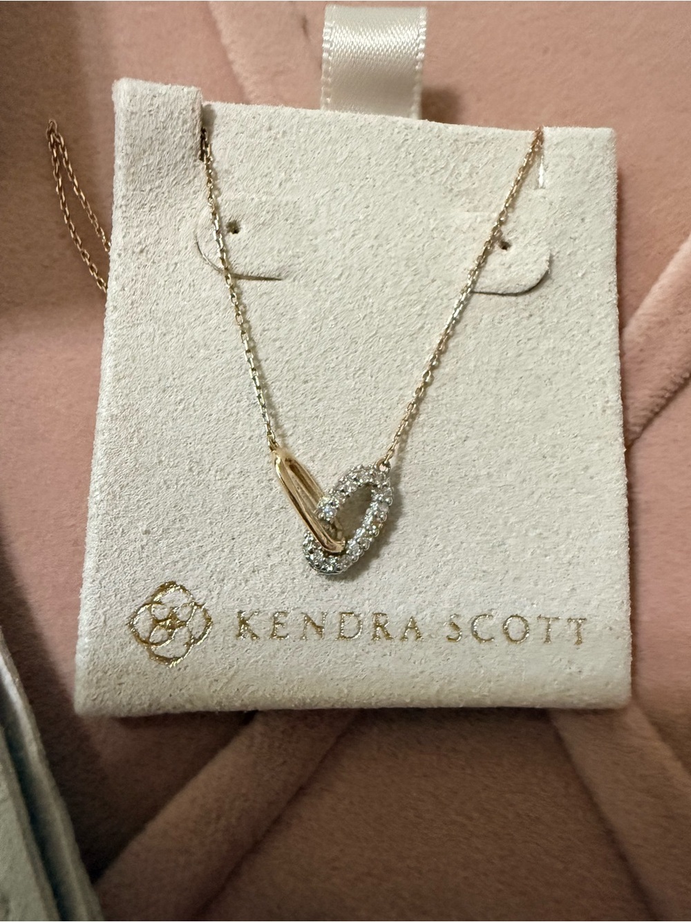 Kendra Scott Elisa 14k Yellow Gold Interlocking Pendant Necklace White Diamond